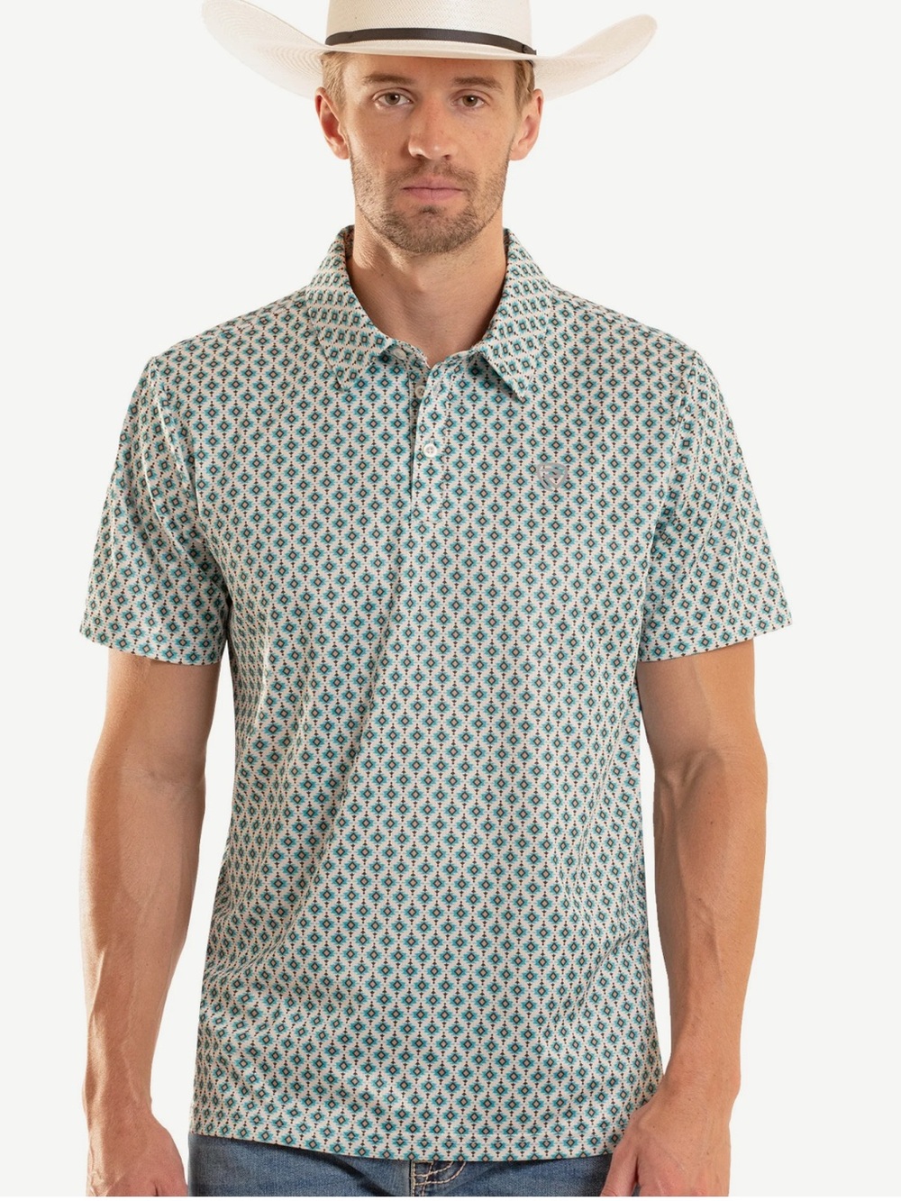 Rock & Roll Denim Mini Aztec Star Golf Polo NWT Size XL